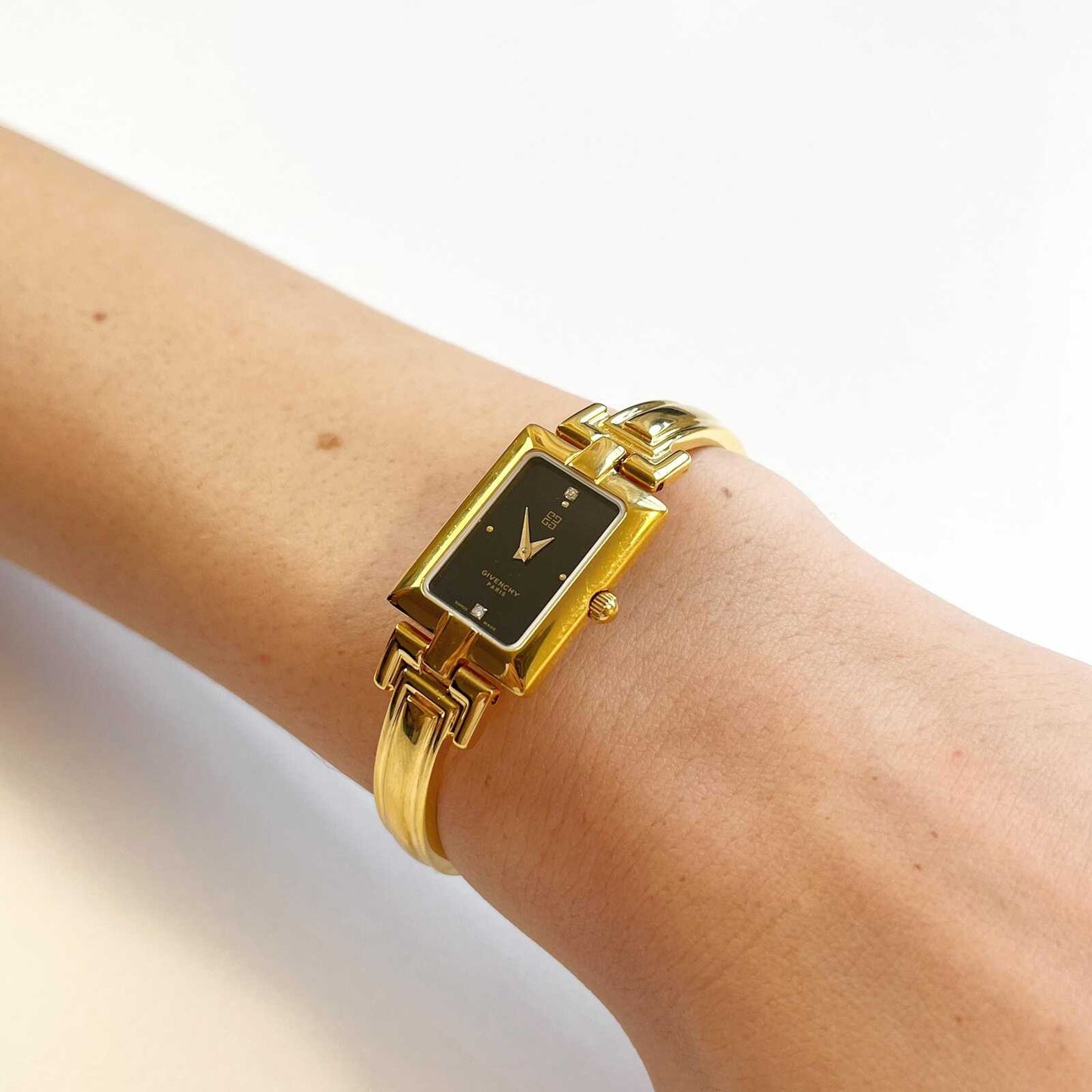Givenchy Vintage Watch - Black Dial Golden Bangle Womens Watch - Gift Box - 16cm