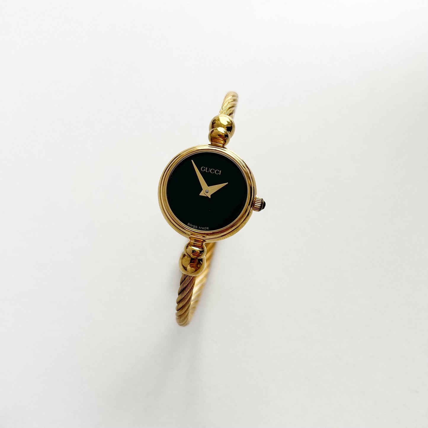 Gucci Women’s Vintage Watch, Black Dial, Bangle Gold Watch, Gift for Her