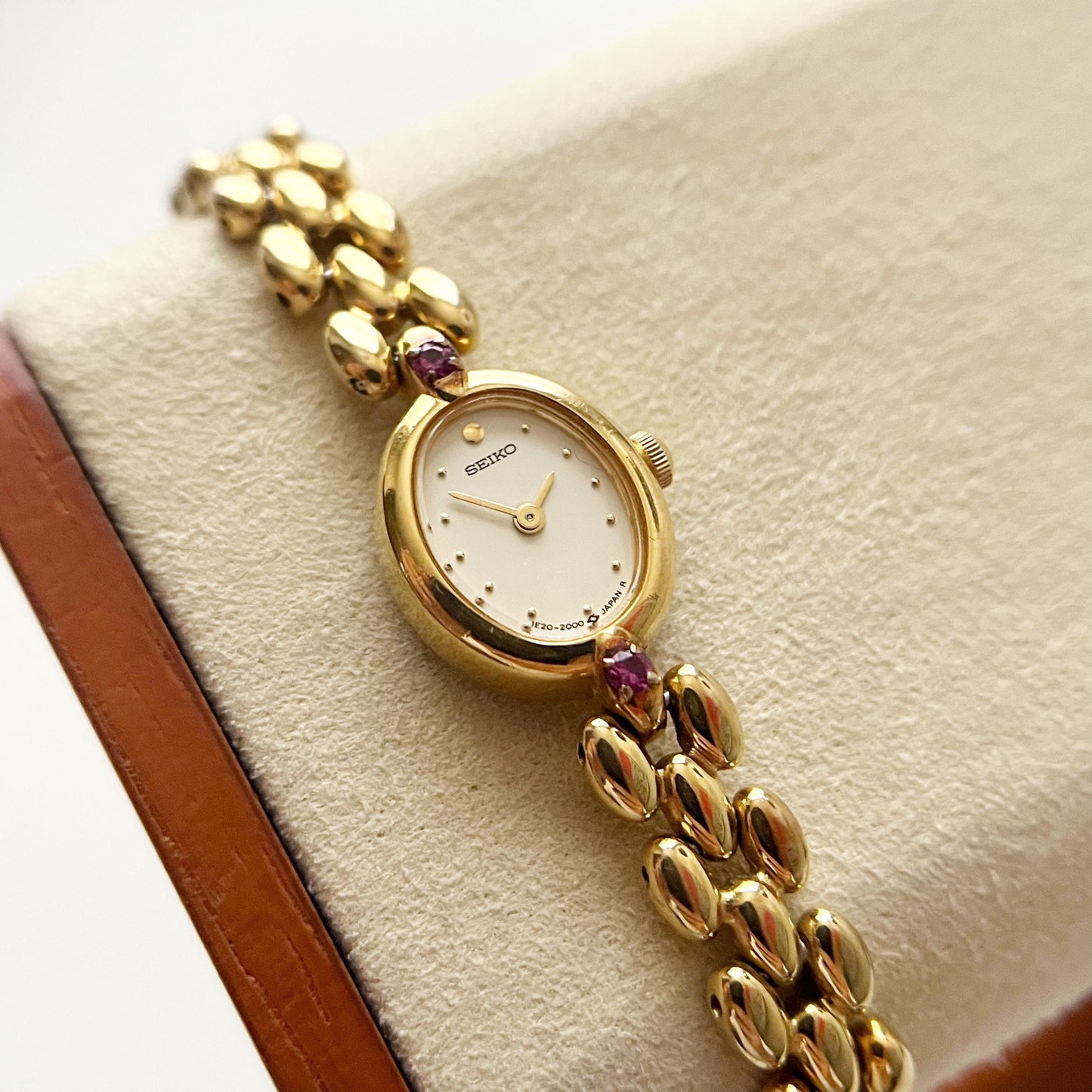 Seiko Vintage Womens Gold Plated Watch, Ruby Bracelet, 18.5cm