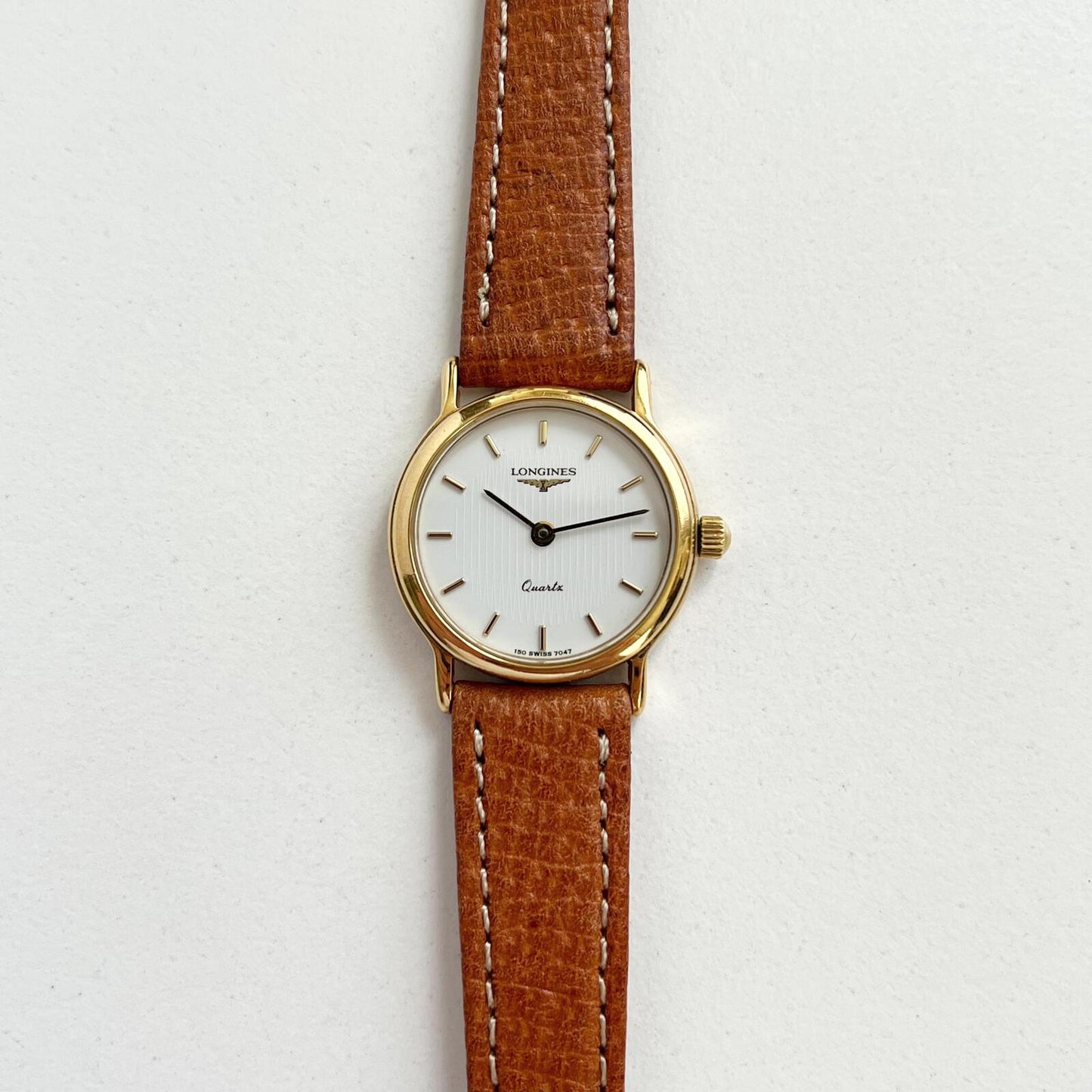 Longines Women’s Gold Vintage Watch, Brown Leather Band, Boxed, Gift for Her