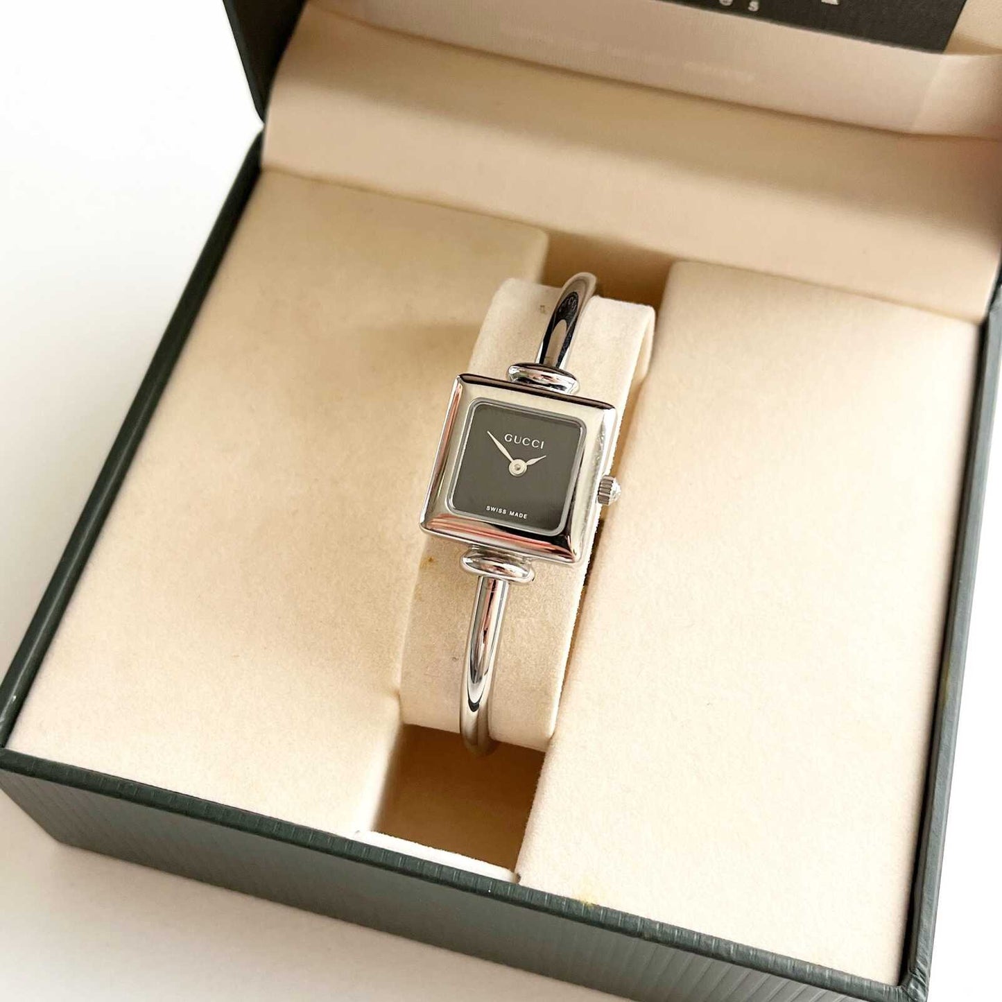 Gucci Black Dial Square Women's Watch, Full Set- 16.5cm - 17cm