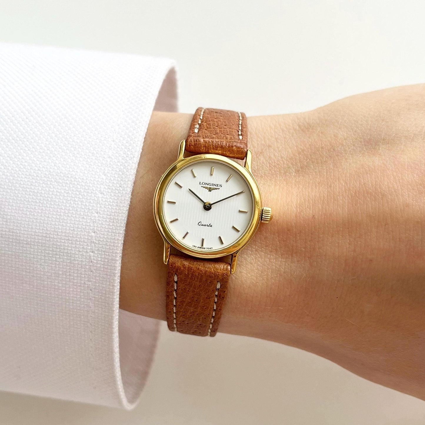 Longines Women’s Gold Vintage Watch, Brown Leather Band, Boxed, Gift for Her