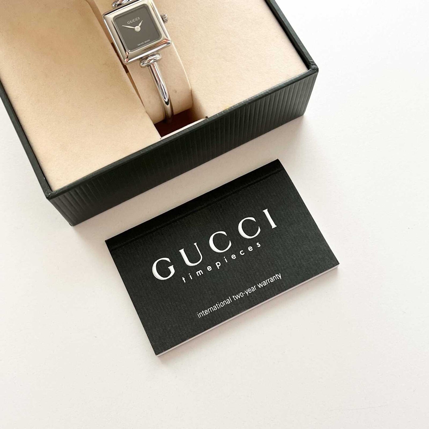 Gucci Black Dial Square Women's Watch, Full Set- 16.5cm - 17cm