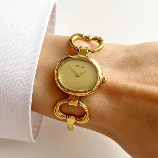 Gucci Watch, Gold Vintage Womens Bangle Boxed Watxh, Gift For Her, 16cm