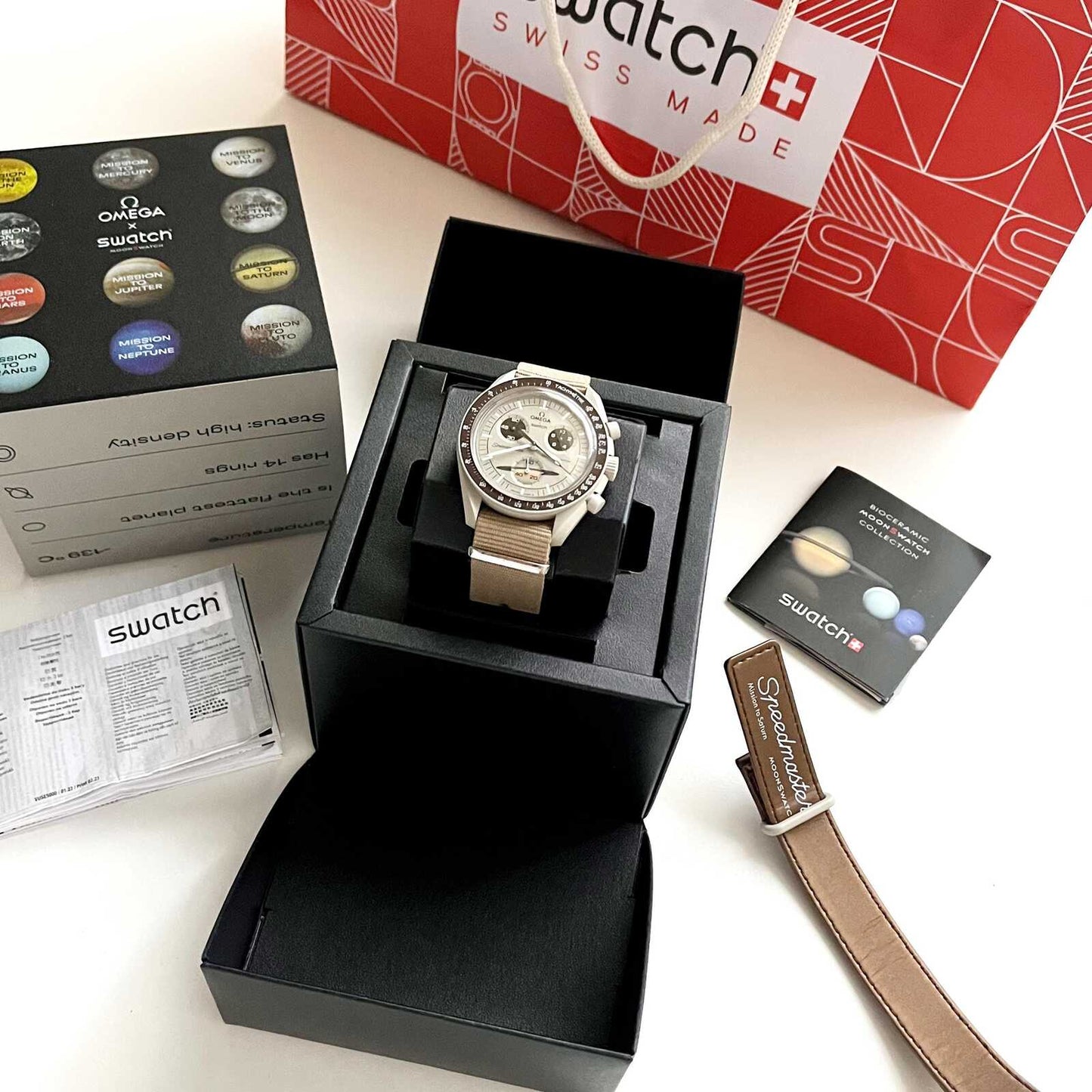 Omega x Swatch, Mission To Saturn, Full Set, 2 Bands, Mens Watch, Gift for Him