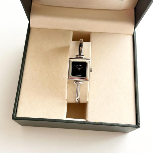 Gucci Black Dial Square Women's Watch, Full Set- 16.5cm - 17cm