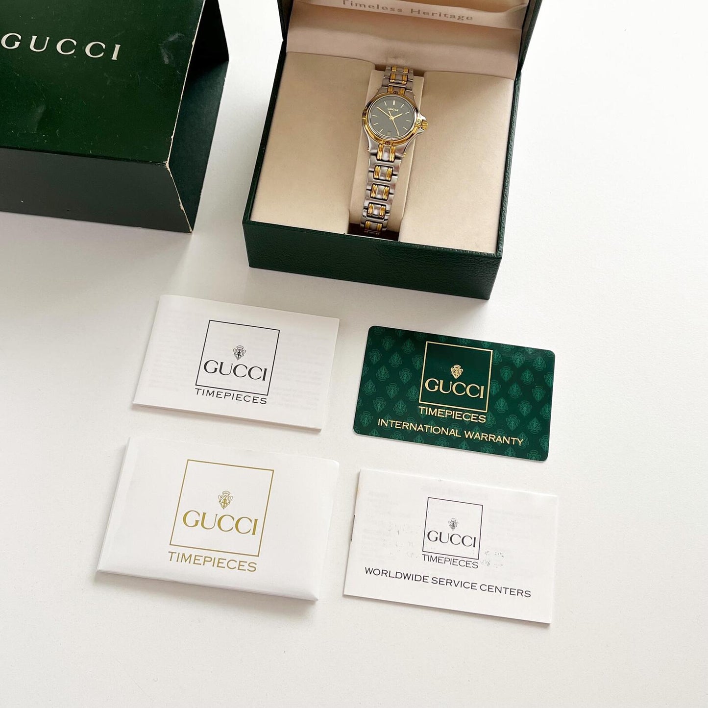 MINT - Gucci Vintage Womens Gold Date Watch, Gift for Her, Full Set 17.5cm
