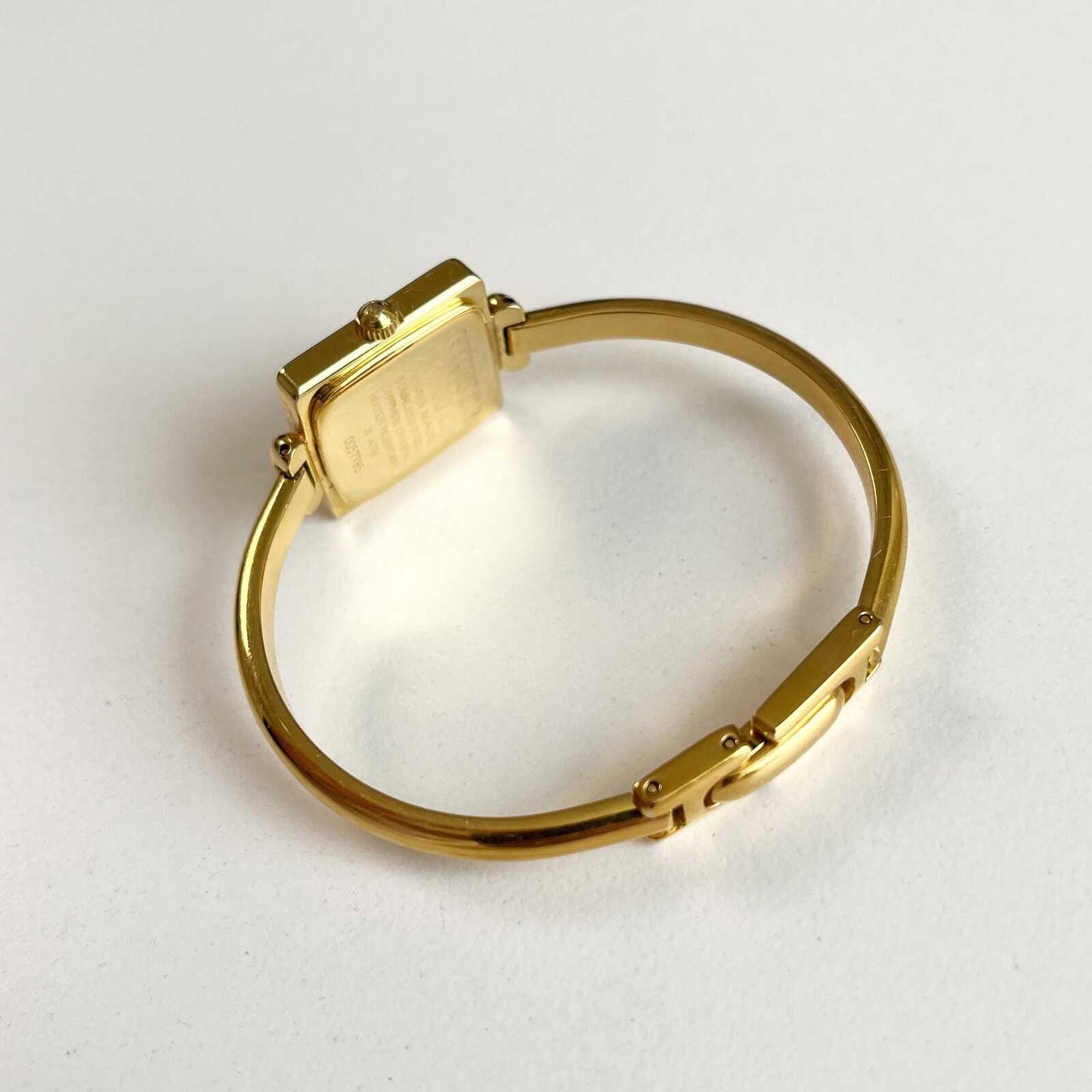 Vintage Gucci Womens Gold Watch, Square Bangle Watch, Boxed, 16.5 - 17cm