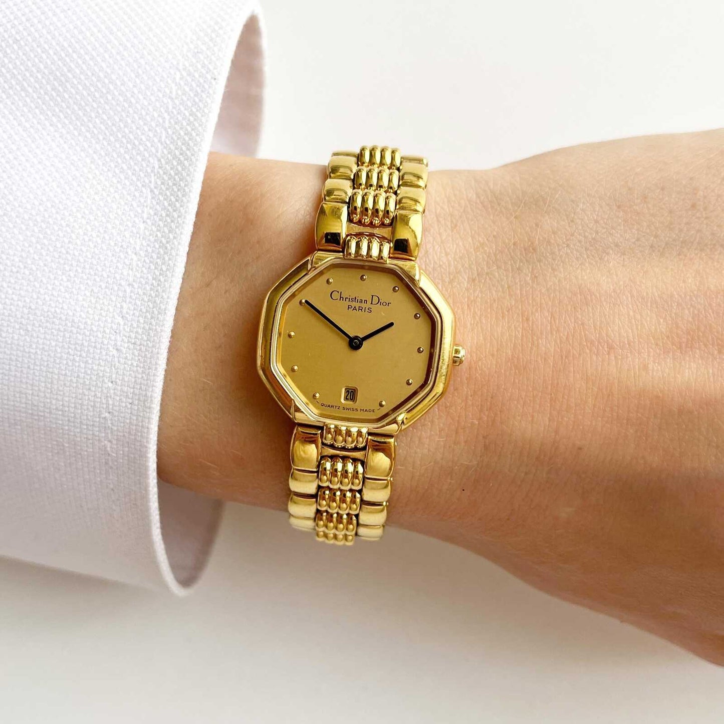 Christian Dior Gold Vintage Womens Watch, Gold Dial, Boxed, Gift for Her 16.5cm
