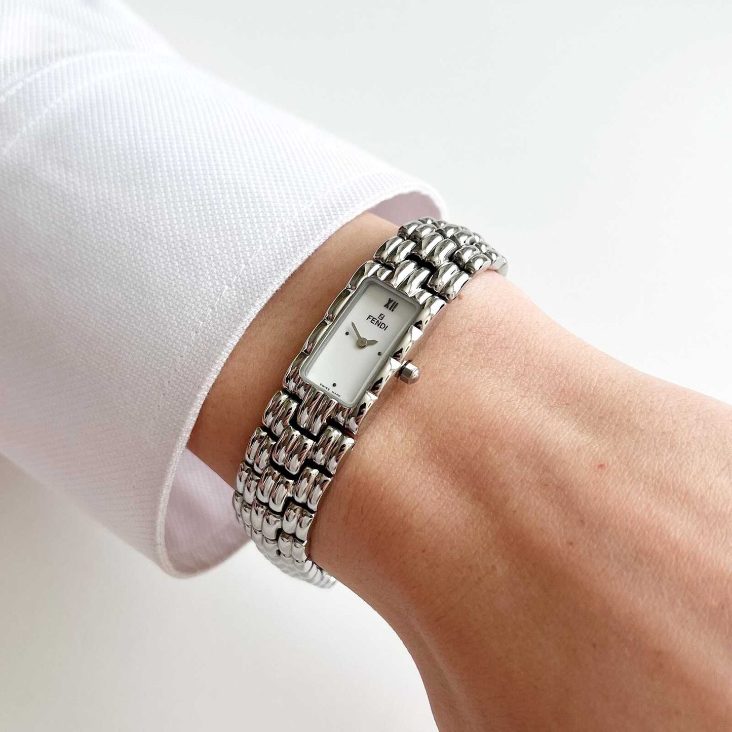 Vintage Fendi Silver Women’s Watch, Boxed Gift for Her, 18.5cm