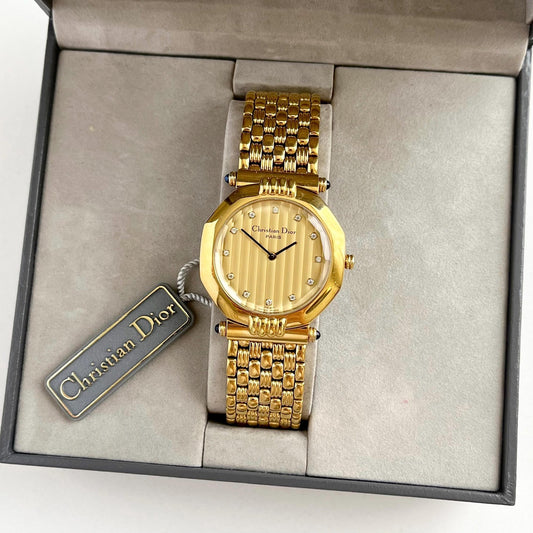 Christian Dior Vintage Watch, RARE Gold Womens Watch, Full Set, Gift for Her