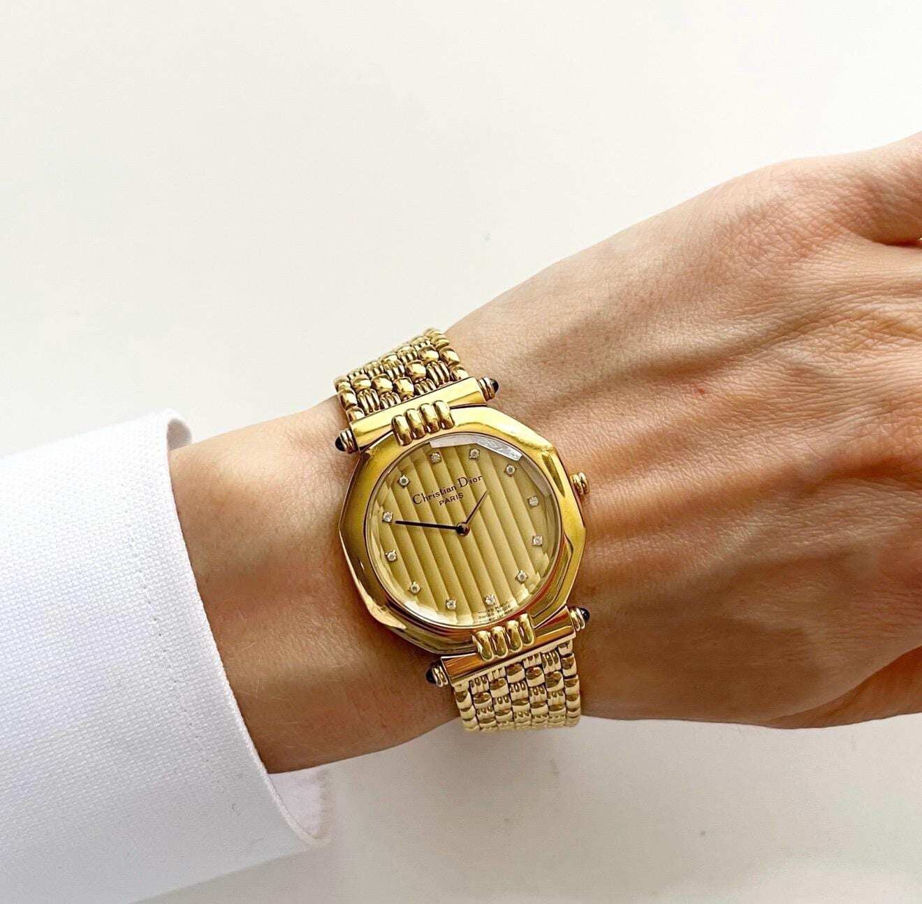 Christian Dior Vintage Watch, RARE Gold Womens Watch, Full Set, Gift for Her