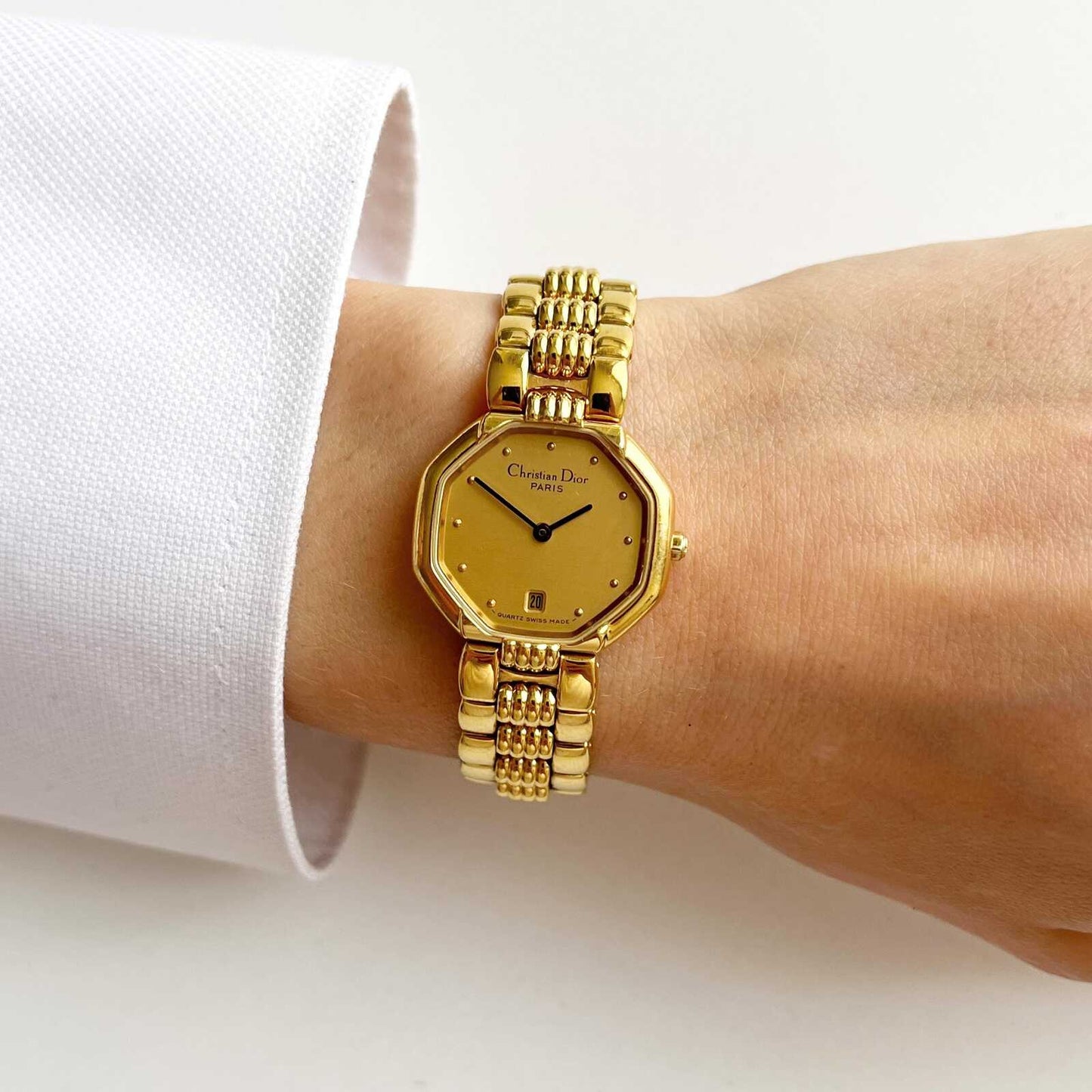 Christian Dior Gold Vintage Womens Watch, Gold Dial, Boxed, Gift for Her 16.5cm
