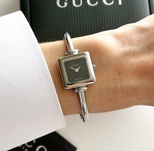 Gucci Black Dial Square Women's Watch, Full Set- 16.5cm - 17cm