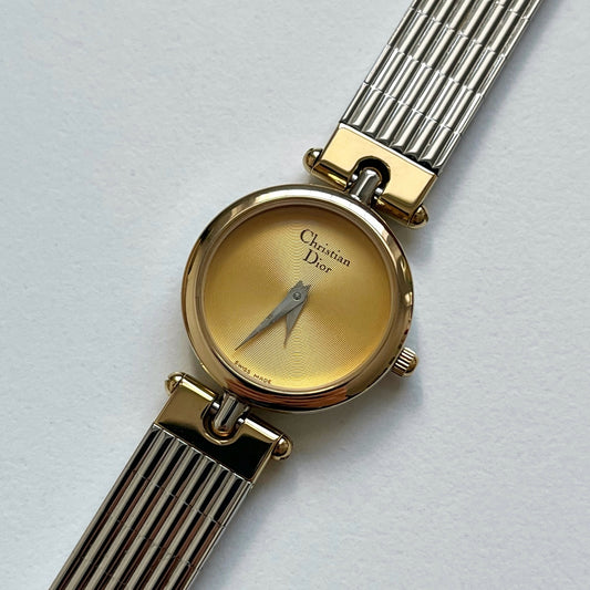 90s Christian Dior Gold Dial Two-Tone Watch