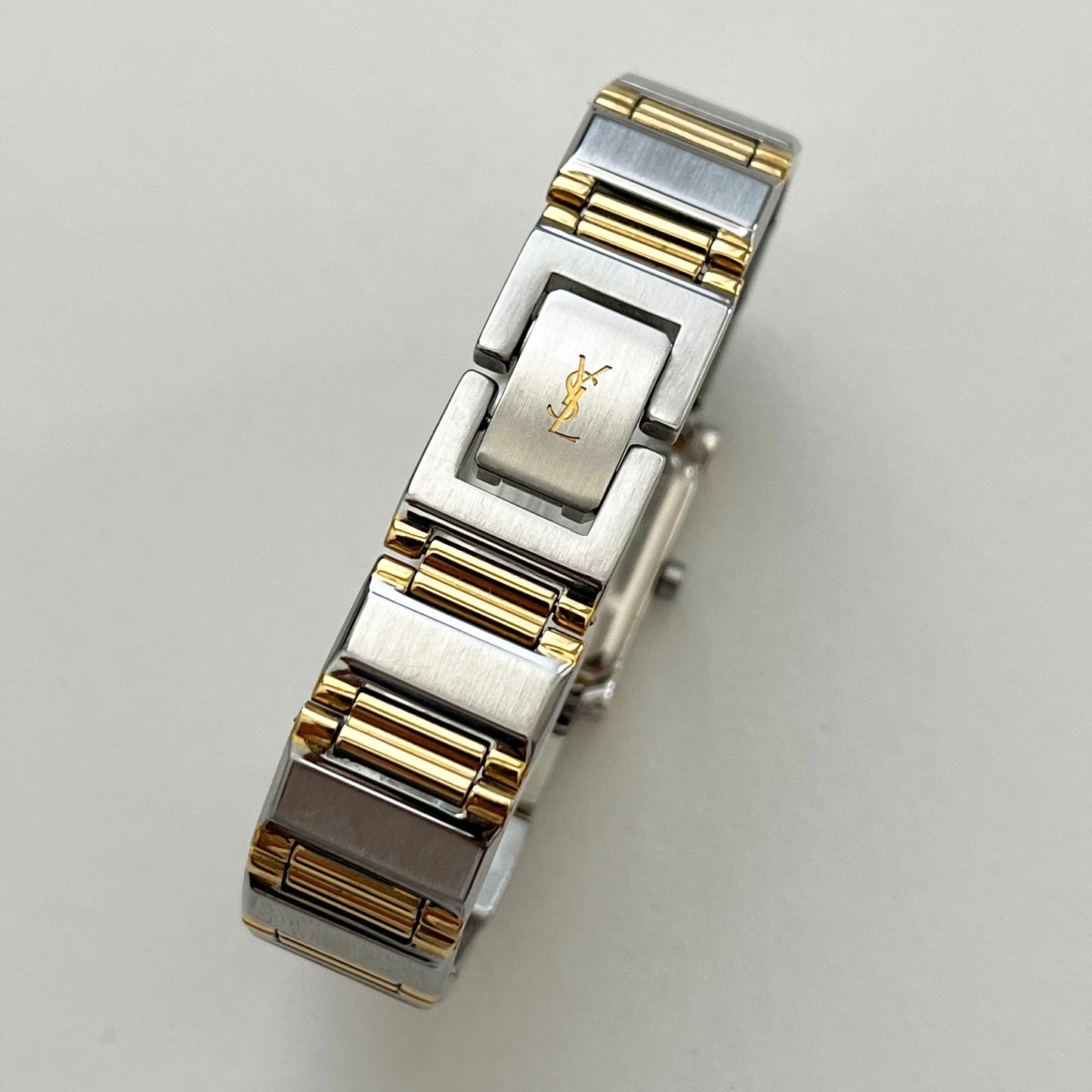 Yves Saint Laurent Tank Two-Tone White Dial Square Watch