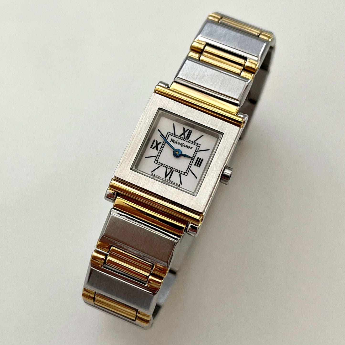 Yves Saint Laurent Tank Two-Tone White Dial Square Watch