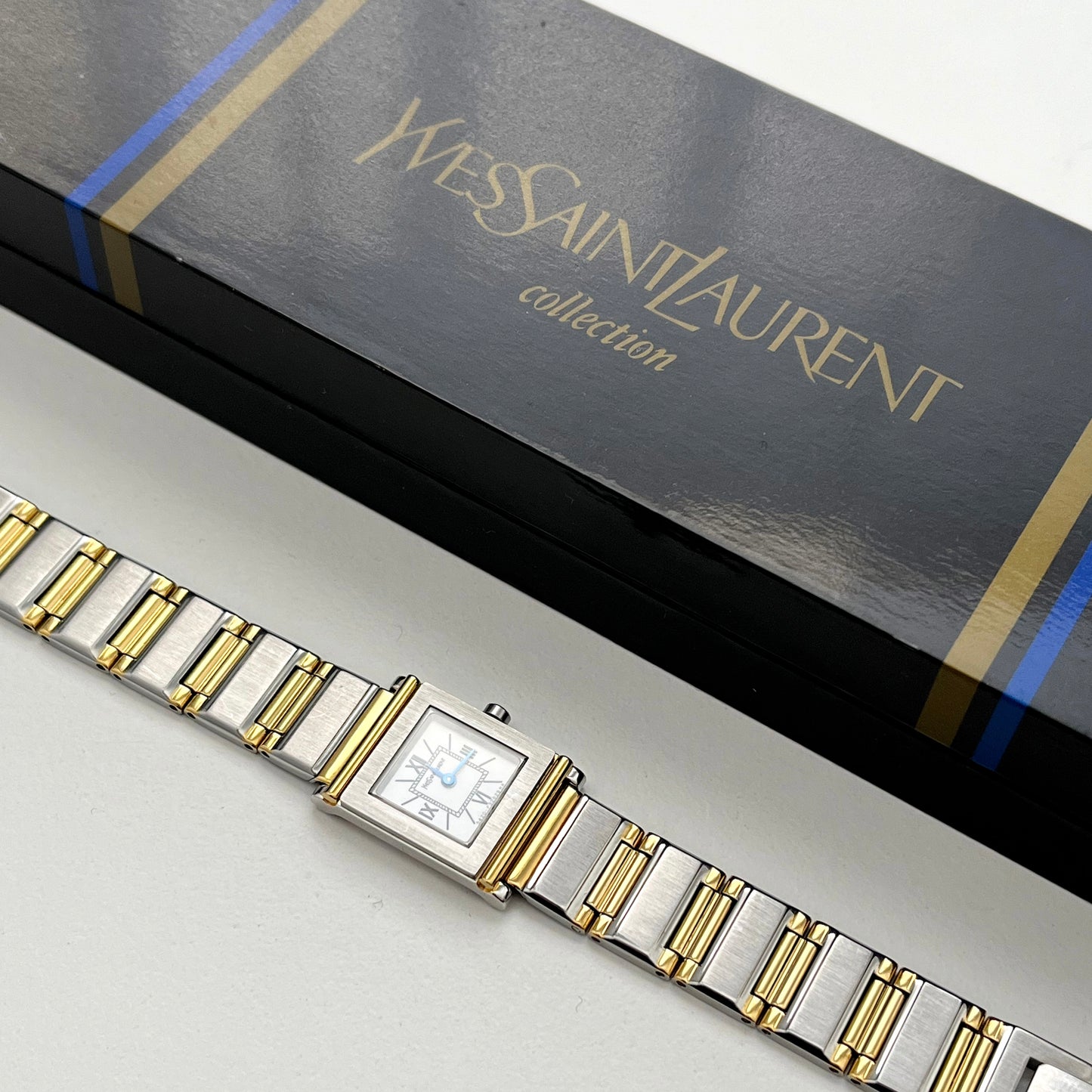 Yves Saint Laurent Tank Two-Tone White Dial Square Watch