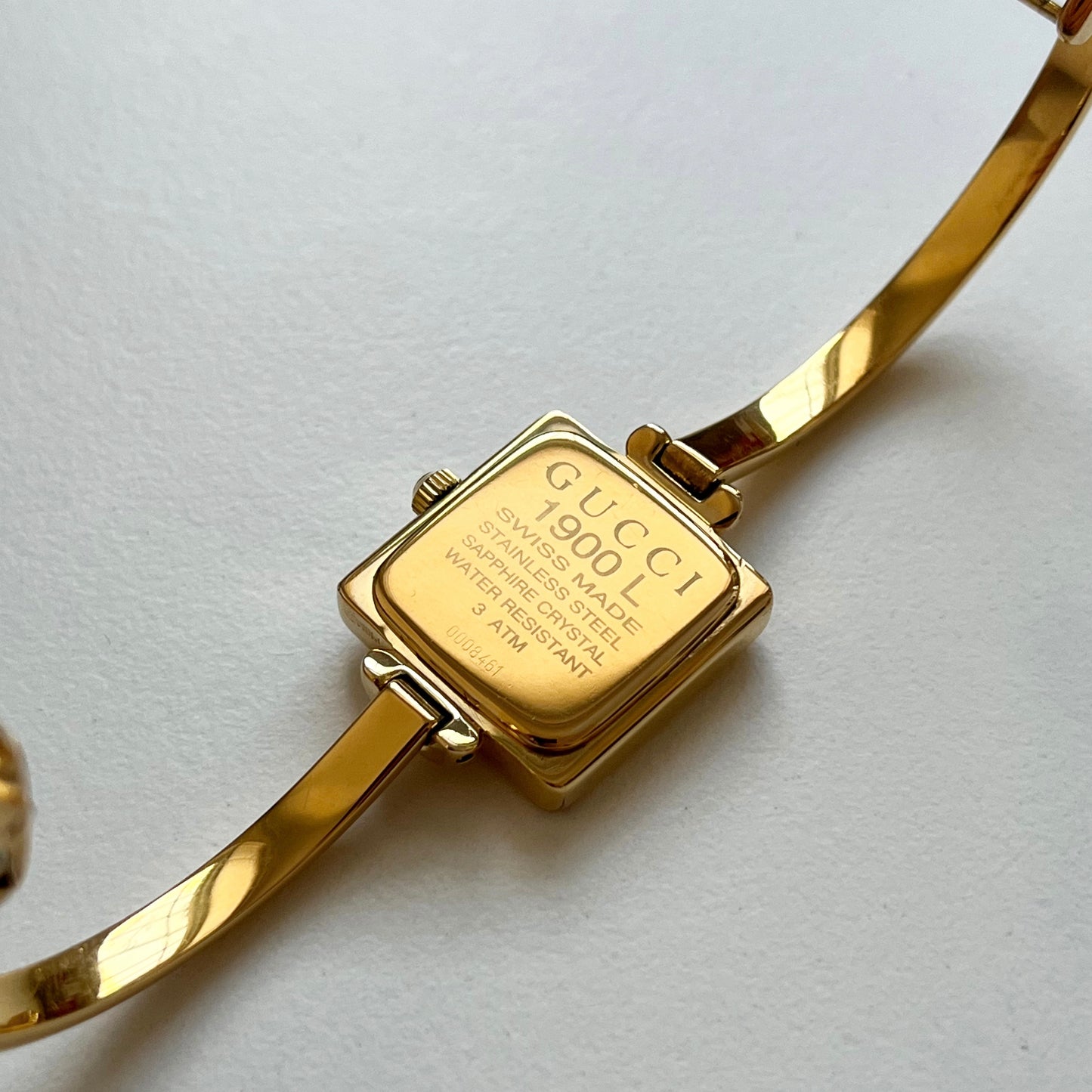 1990s Gucci Gold-Plated White Dial Square Watch