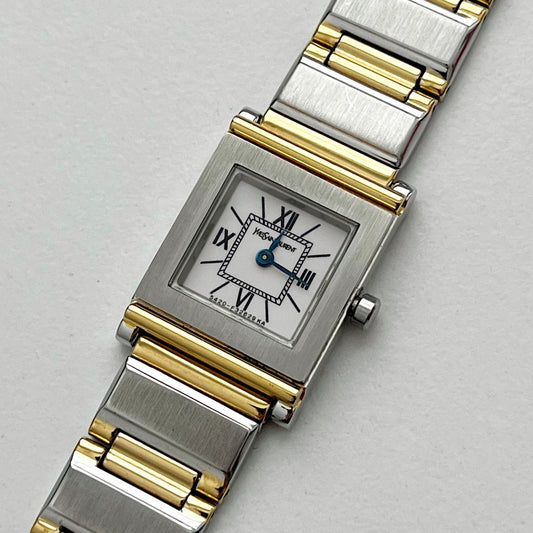 Yves Saint Laurent Tank Two-Tone White Dial Square Watch