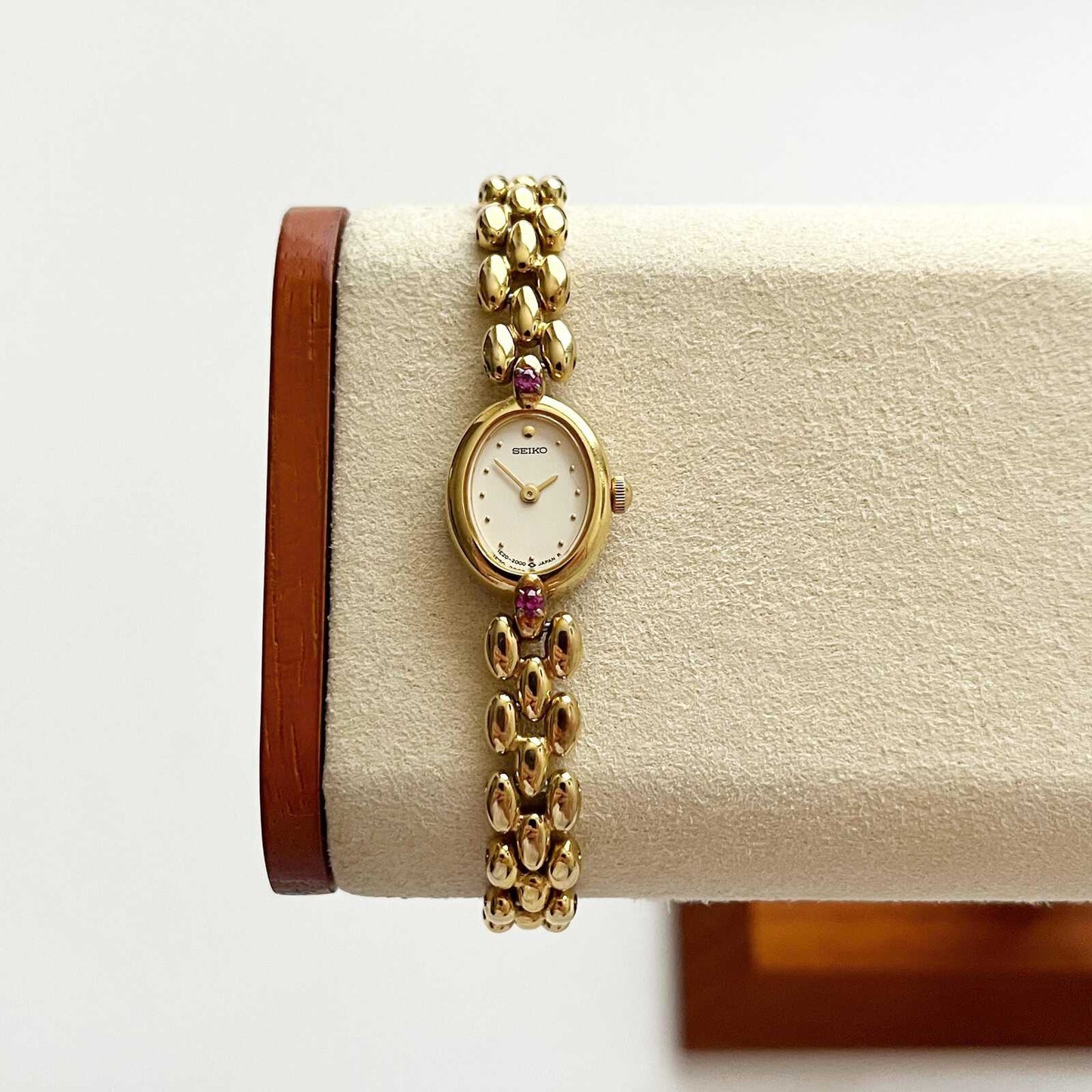 Seiko Vintage Womens Gold Plated Watch, Ruby Bracelet, 18.5cm