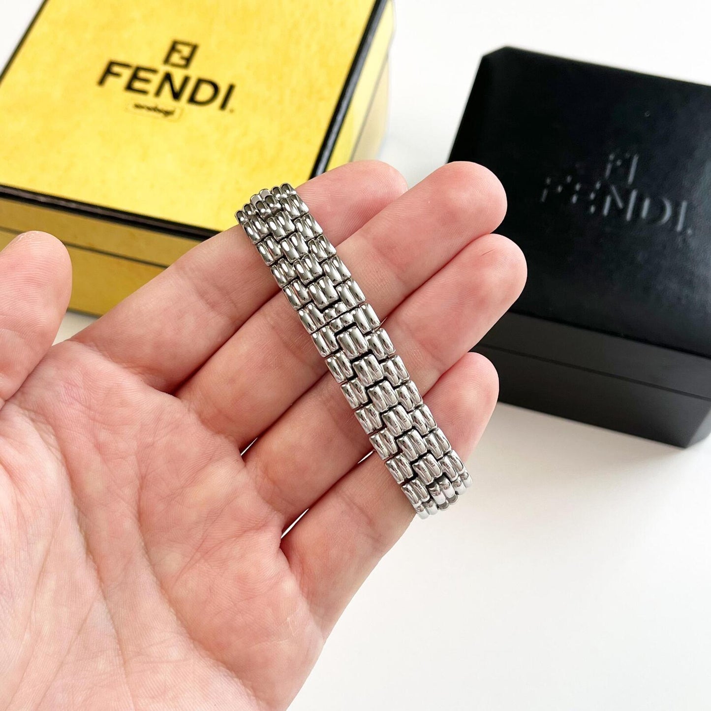 Vintage Fendi Silver Women’s Watch, Boxed Gift for Her, 18.5cm