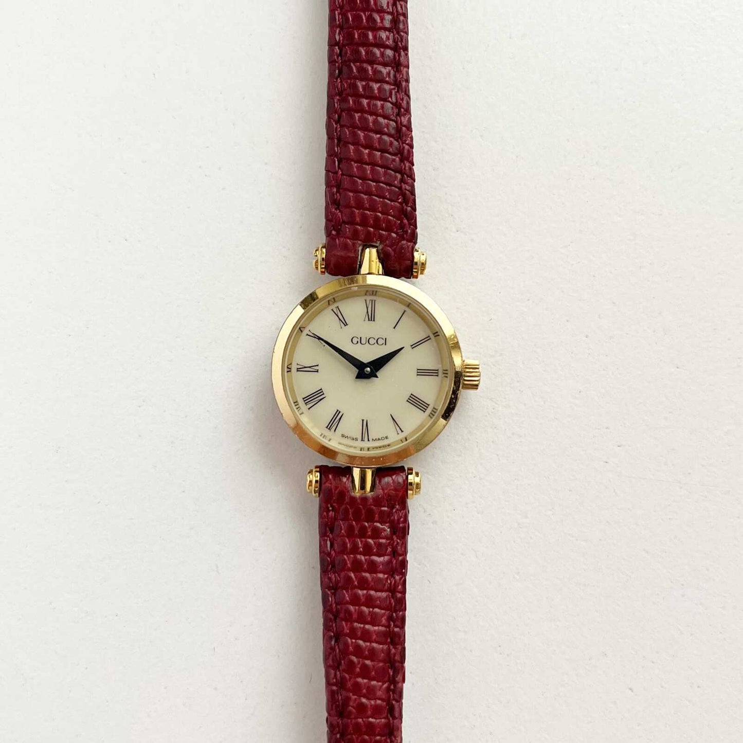 Gucci Vintage Women’s Watch, White Dial, Red Band, Gift For Her, Boxed