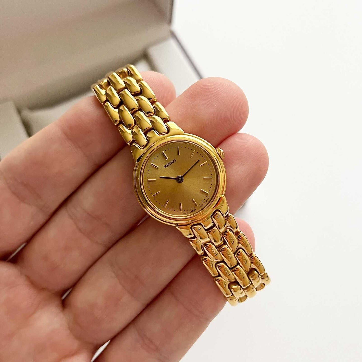 Seiko Vintage Gold Womens Watch, Boxed, Gift for Her, 17cm