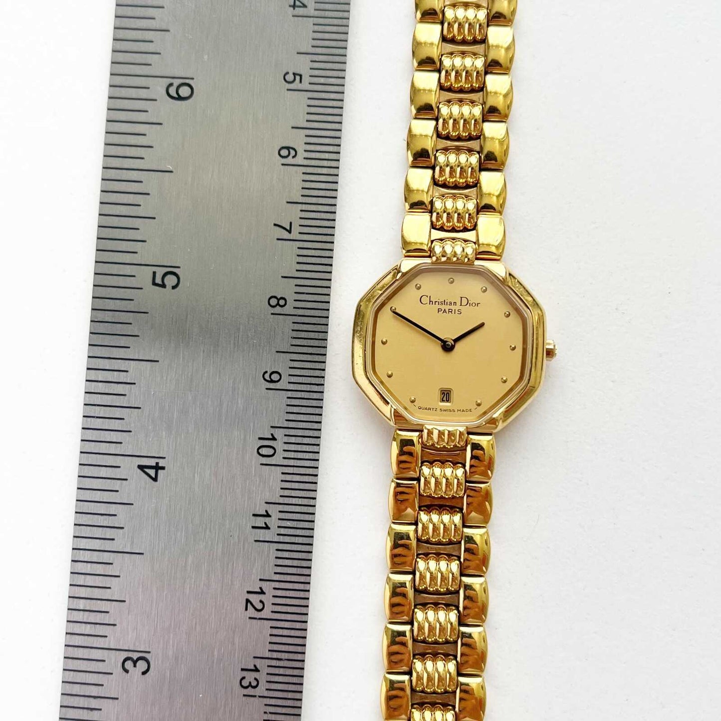 Christian Dior Gold Vintage Womens Watch, Gold Dial, Boxed, Gift for Her 16.5cm