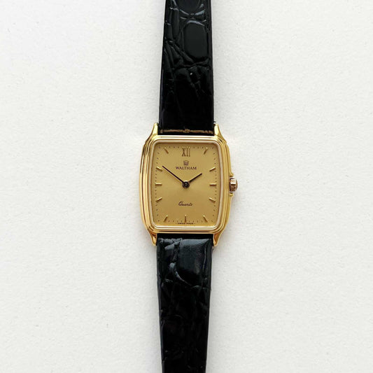 Waltham Gold Vintage Watch Watch, Leather Band, Boxed, Gift For Her