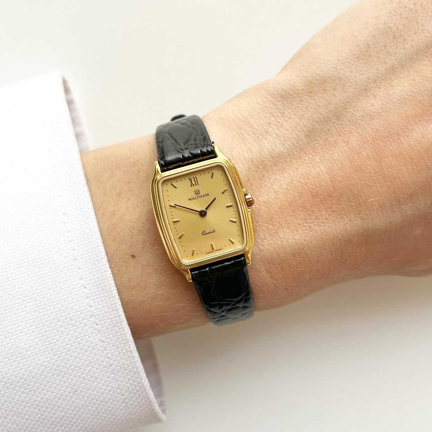 Waltham Gold Vintage Watch Watch, Leather Band, Boxed, Gift For Her