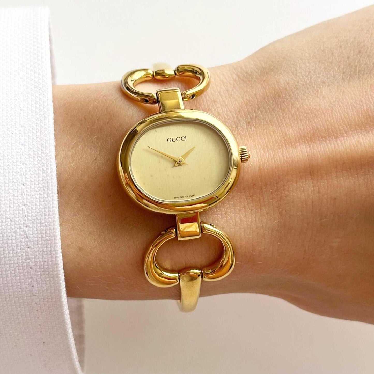 Gucci Watch, Gold Vintage Womens Bangle Boxed Watxh, Gift For Her, 16cm
