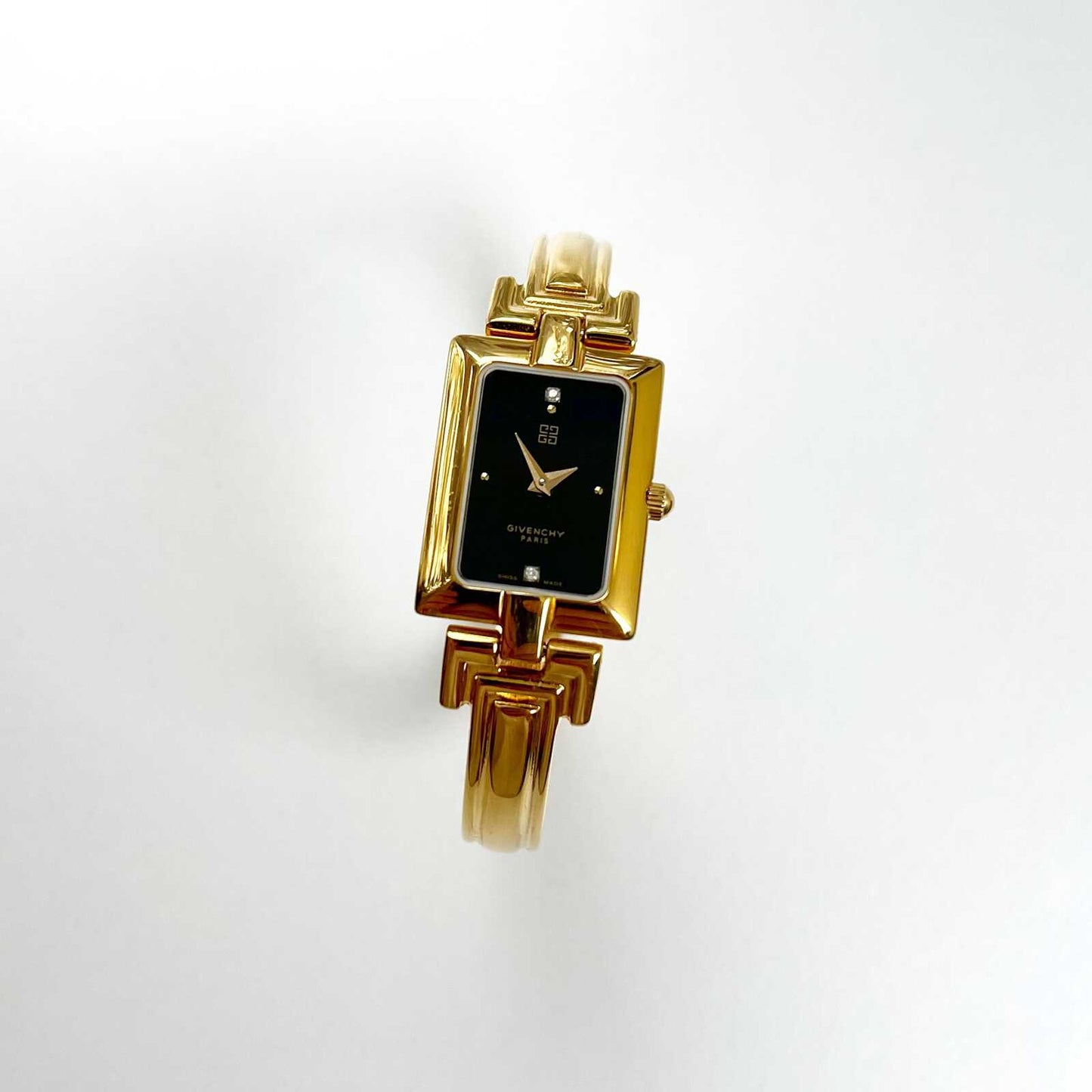 Givenchy Vintage Watch - Black Dial Golden Bangle Womens Watch - Gift Box - 16cm