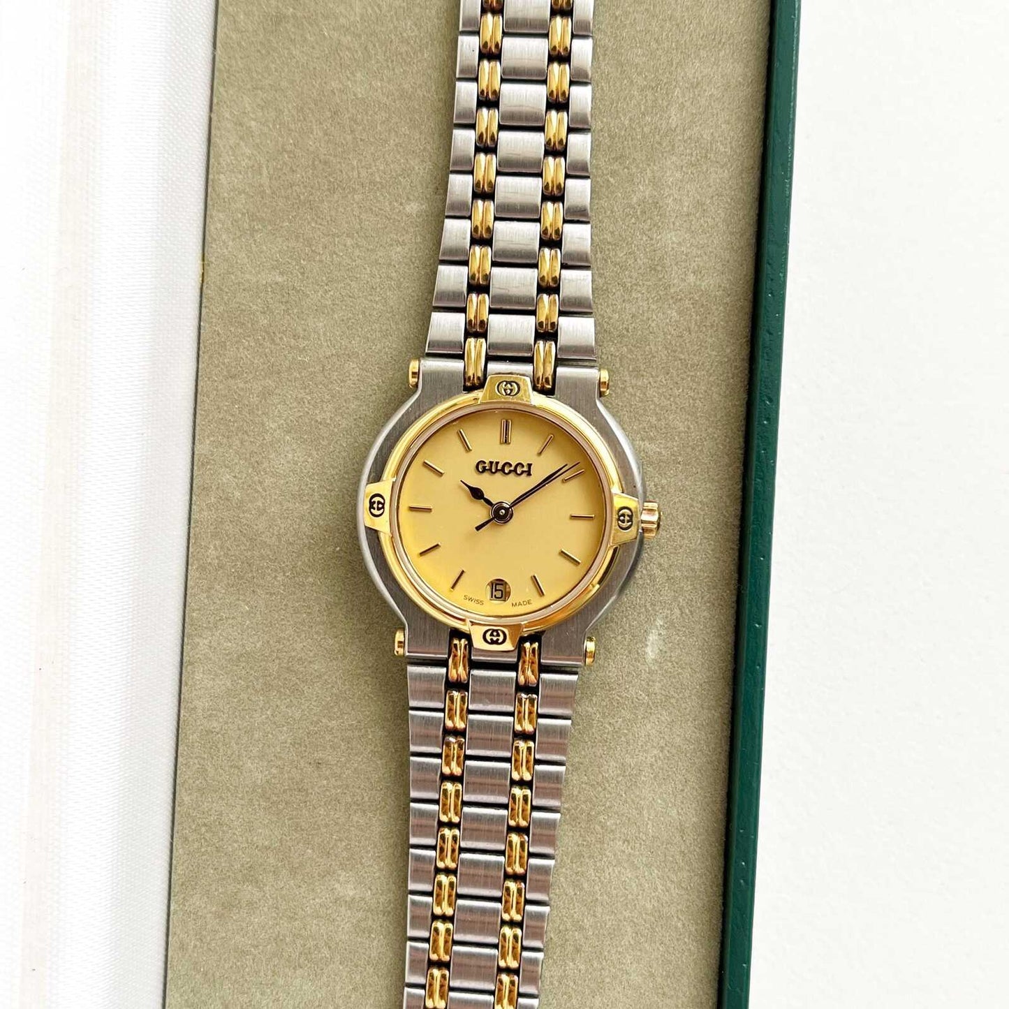 Vintage Gucci Women’s Watch, Boxed TwoTone Gucci, Gift For Her - 14.5cm