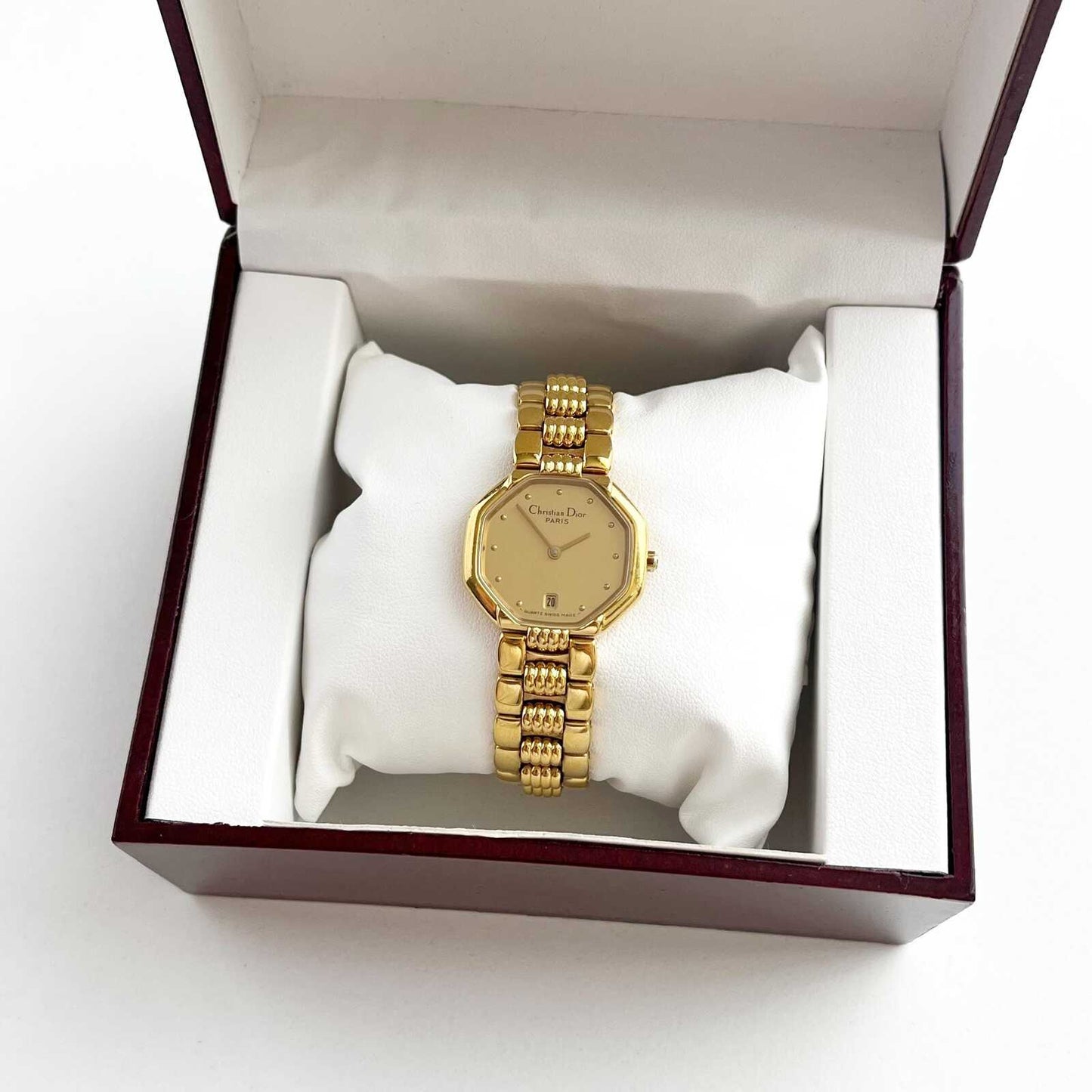Christian Dior Gold Vintage Womens Watch, Gold Dial, Boxed, Gift for Her 16.5cm