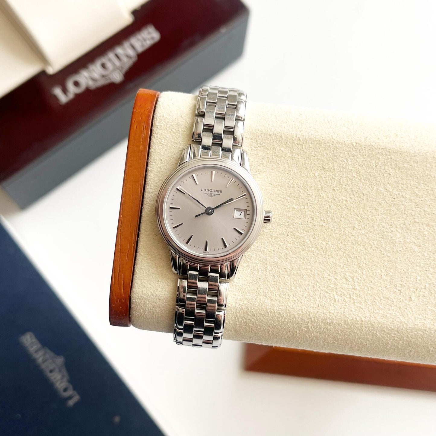 Longines Vintage Women’s Silver Watch, Date Watch, Boxed, Gift For Her - 18.5cm