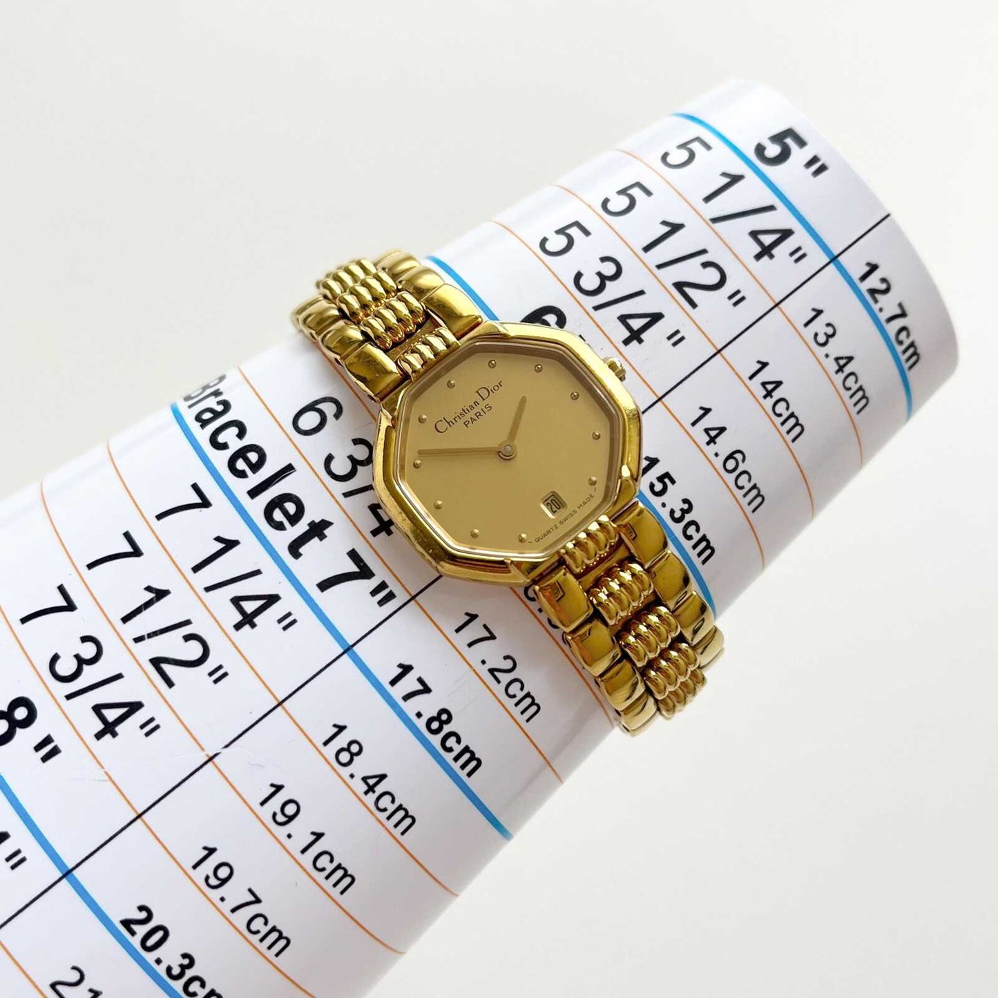 Christian Dior Gold Vintage Womens Watch, Gold Dial, Boxed, Gift for Her 16.5cm