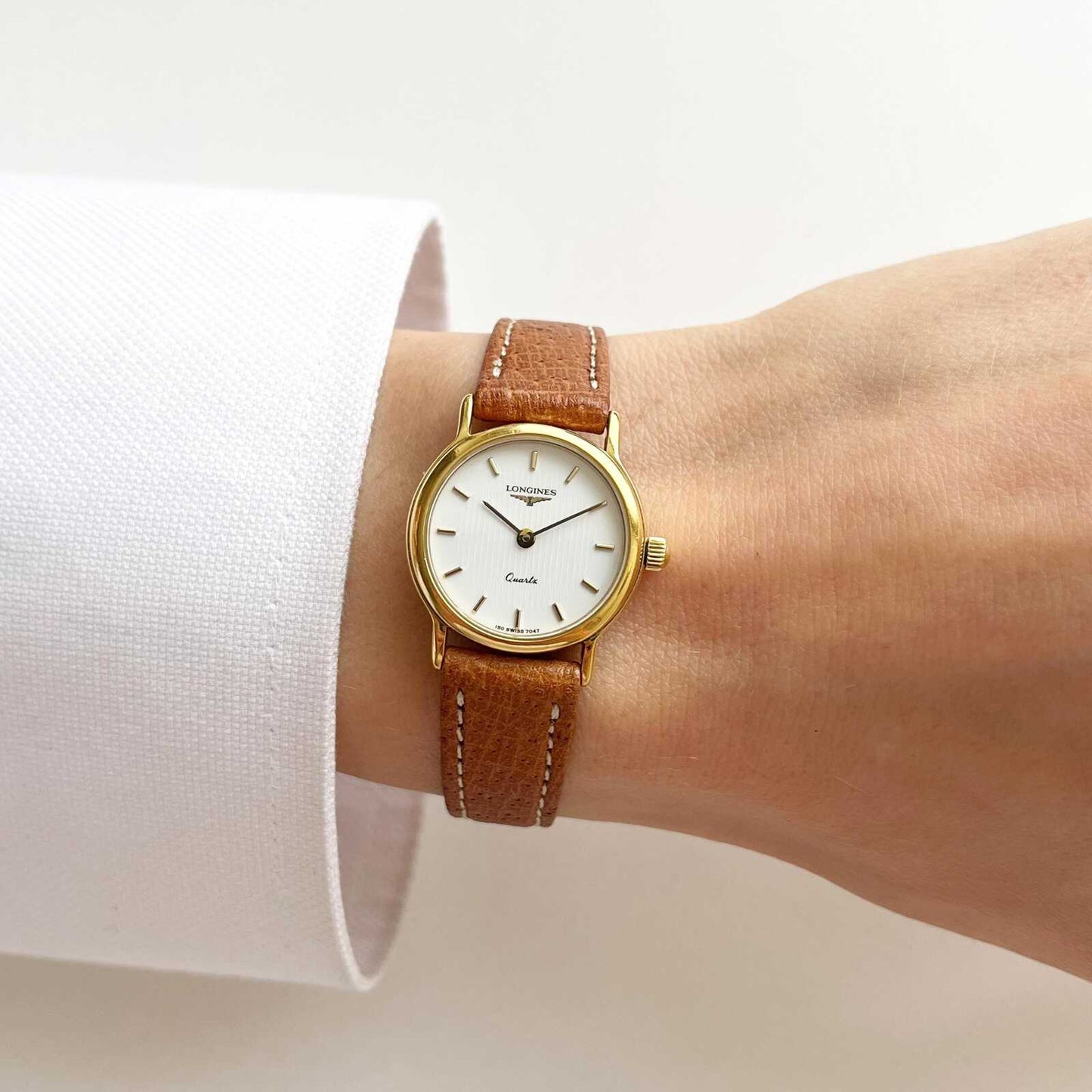 Longines Women’s Gold Vintage Watch, Brown Leather Band, Boxed, Gift for Her