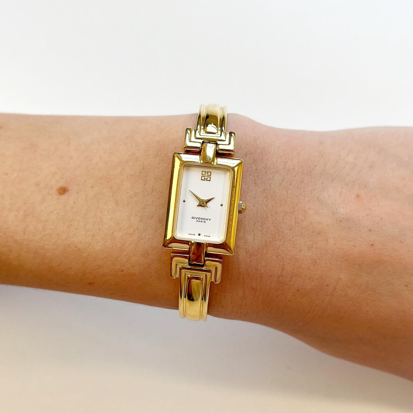 Givenchy Vintage Watch - White Dial Golden Bangle Womens Watch - Gift Box - 16cm