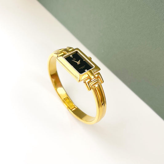 Givenchy Vintage Watch - Black Dial Golden Bangle Womens Watch - Gift Box - 16cm