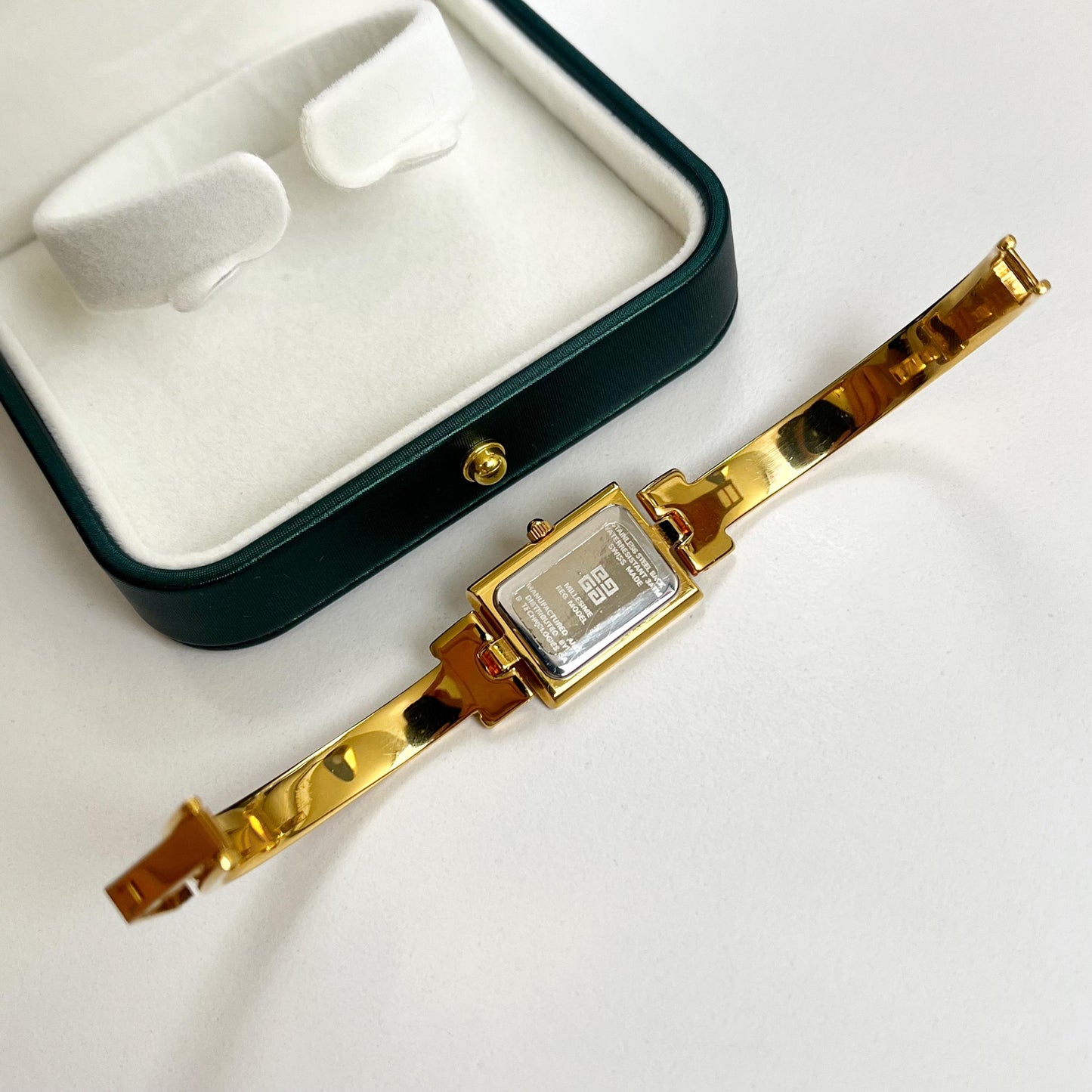 Givenchy Vintage Watch - Black Dial Golden Bangle Womens Watch - Gift Box - 16cm