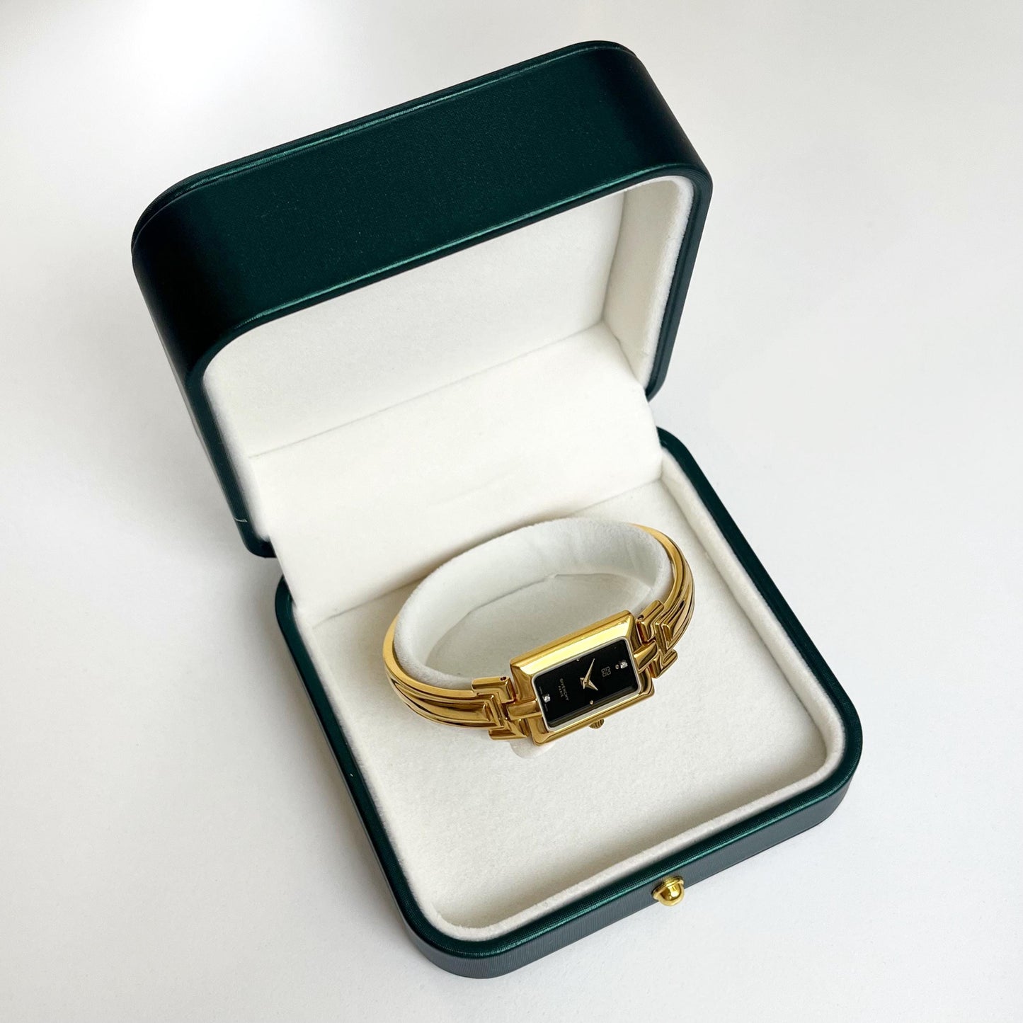 Givenchy Vintage Watch - Black Dial Golden Bangle Womens Watch - Gift Box - 16cm