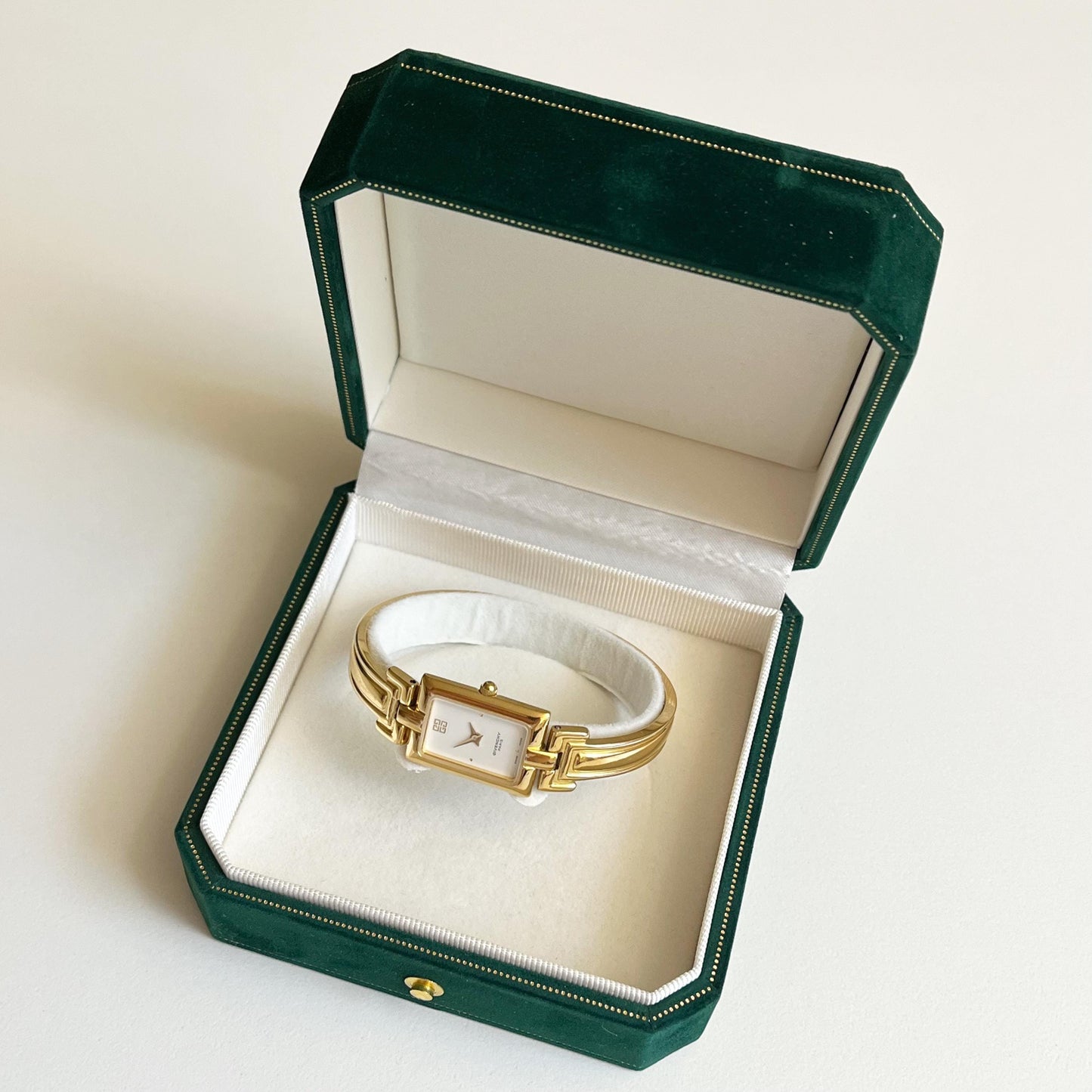Givenchy Vintage Watch - White Dial Golden Bangle Womens Watch - Gift Box - 16cm