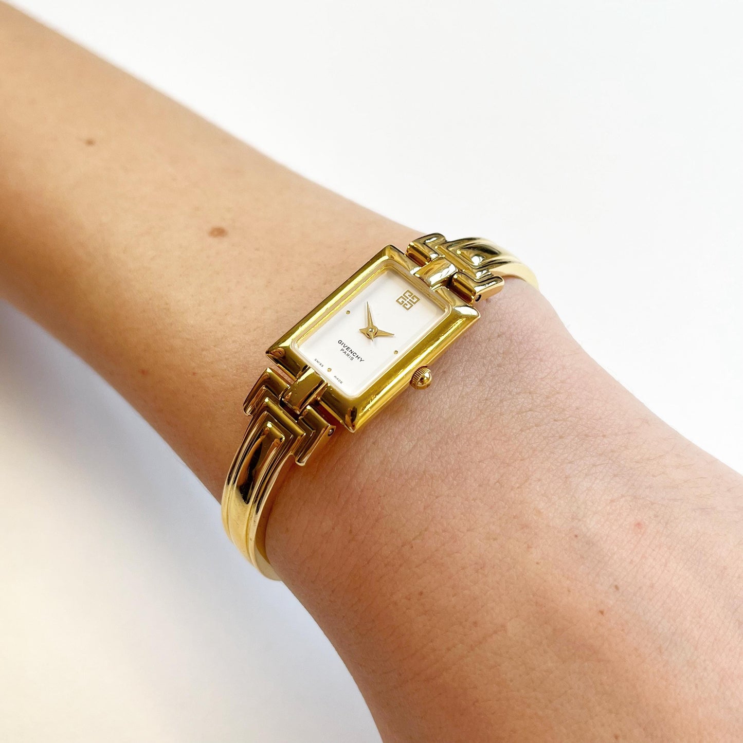 Givenchy Vintage Watch - White Dial Golden Bangle Womens Watch - Gift Box - 16cm