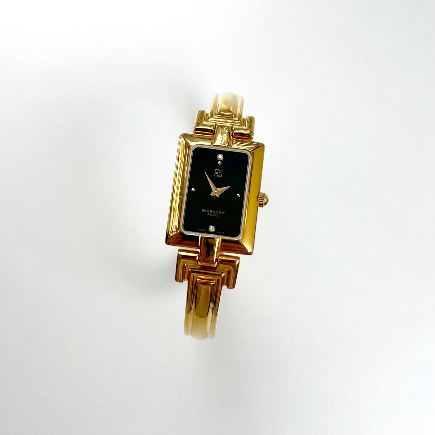 Givenchy Vintage Watch - Black Dial Golden Bangle Womens Watch - Gift Box - 16cm