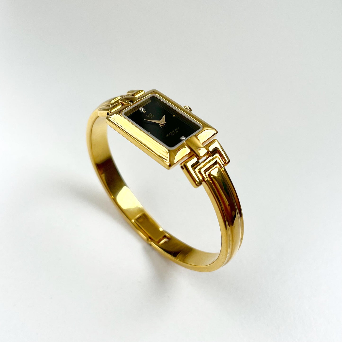 Givenchy Vintage Watch - Black Dial Golden Bangle Womens Watch - Gift Box - 16cm