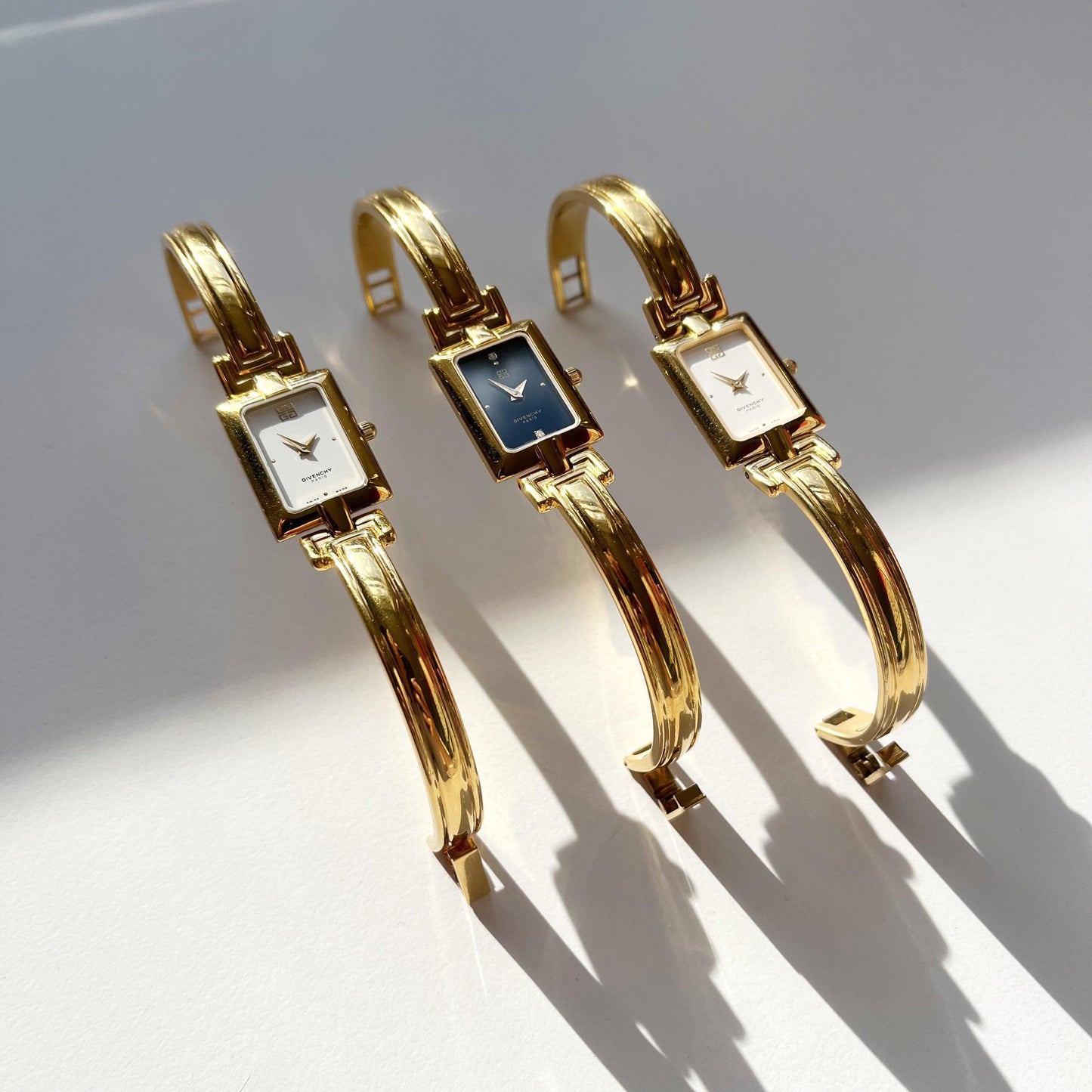 Vintage GIVENCHY Women’s Bangle Gold Watches: White / Balck / White Dial, Gift for Her 16cm