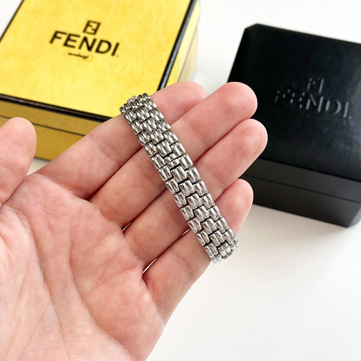 Vintage Fendi Silver Women’s Watch, Boxed Gift for Her, 18.5cm