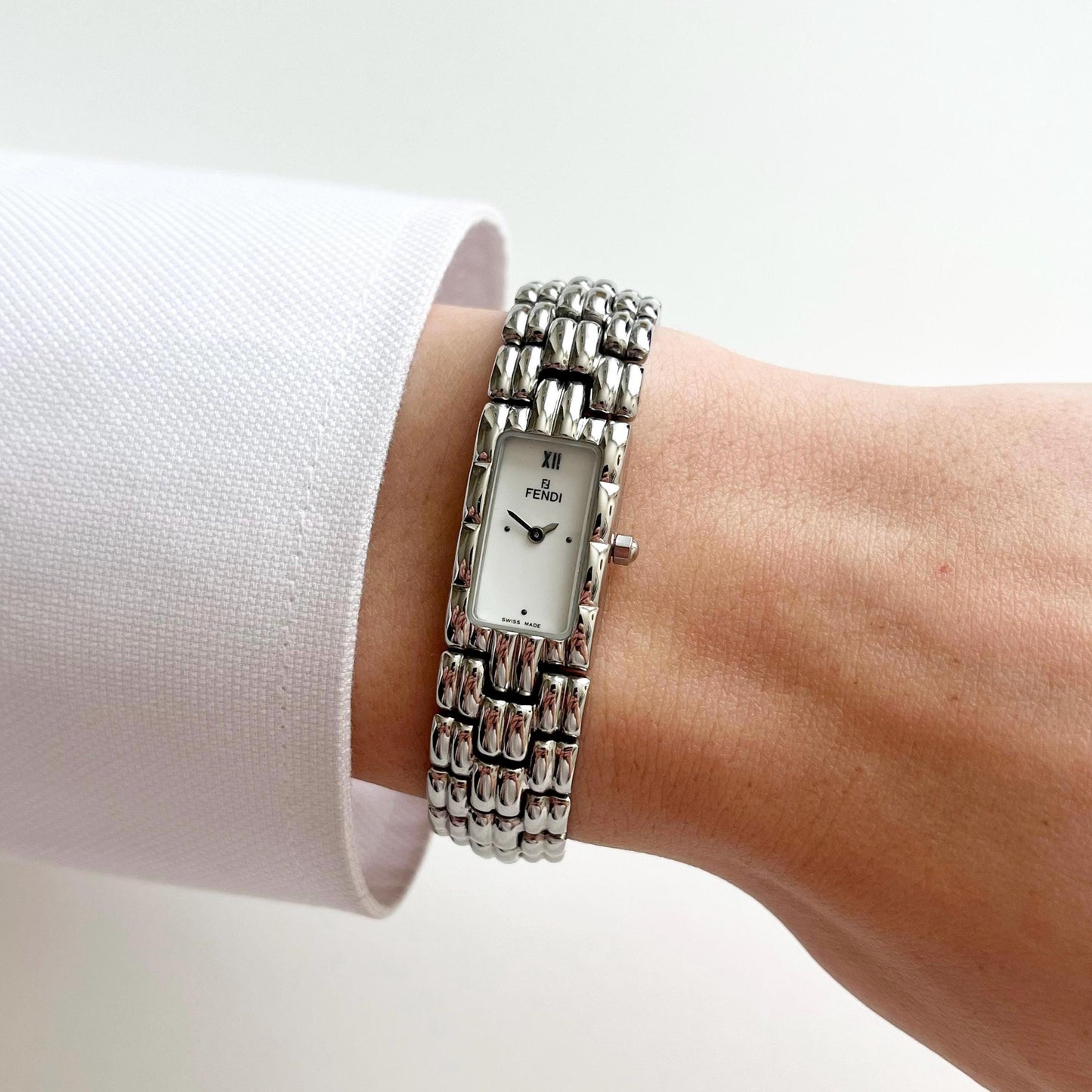 Vintage Fendi Silver Women’s Watch, Boxed Gift for Her, 18.5cm