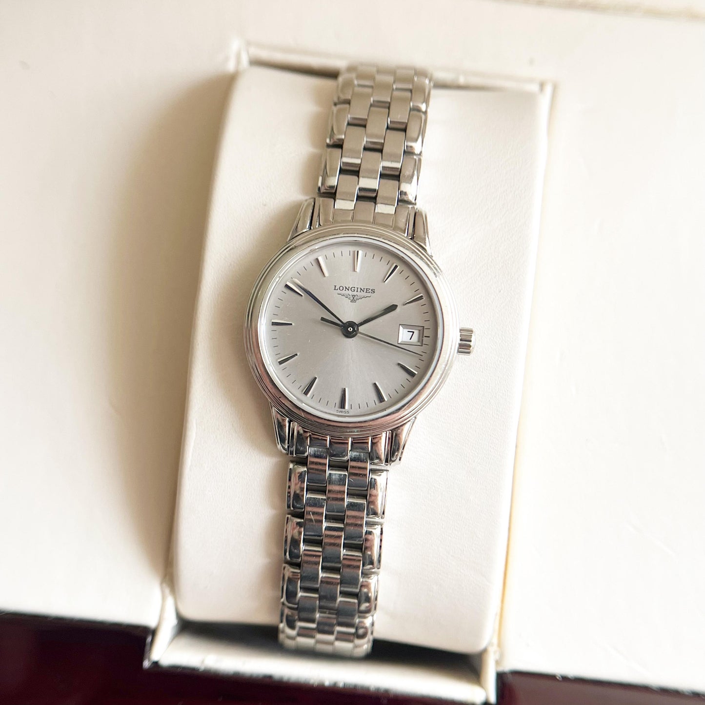 Longines Vintage Women’s Silver Watch, Date Watch, Boxed, Gift For Her - 18.5cm